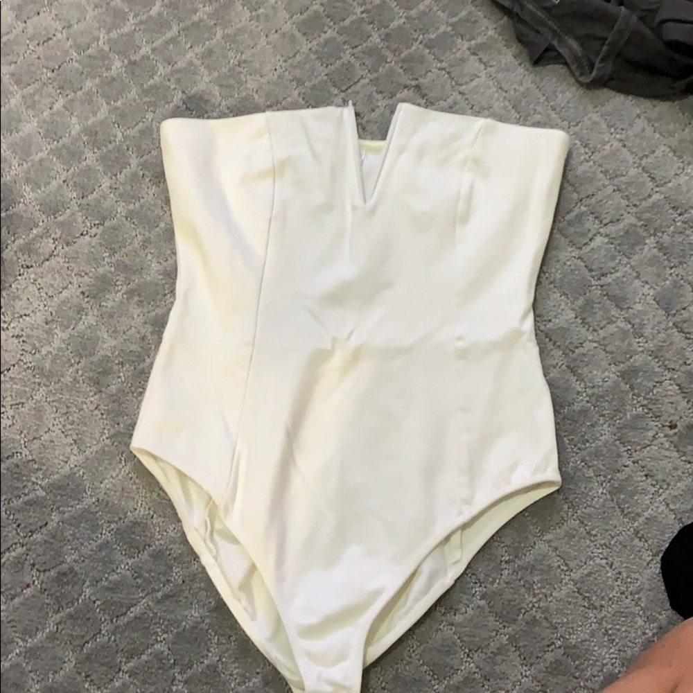 White strapless bodysuit
